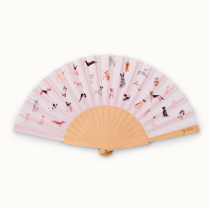 by Vivi. - Wholesale Handheld Folding Fan - Fan Happy Dogs1