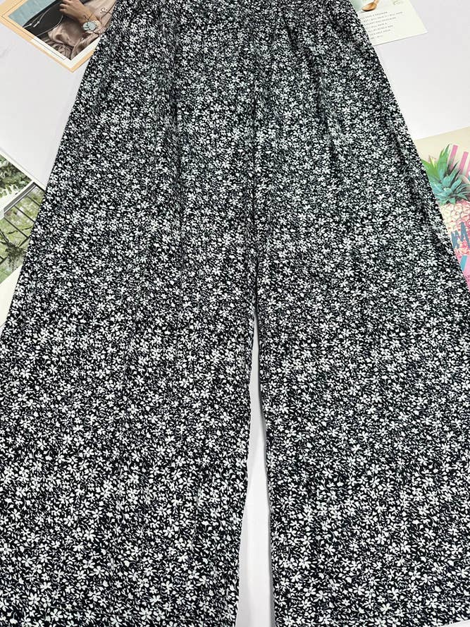 UNISHE - Wholesale Broek - Dames - Hoge Taille Wijde Pijpen Bloemenbroek ZK24913