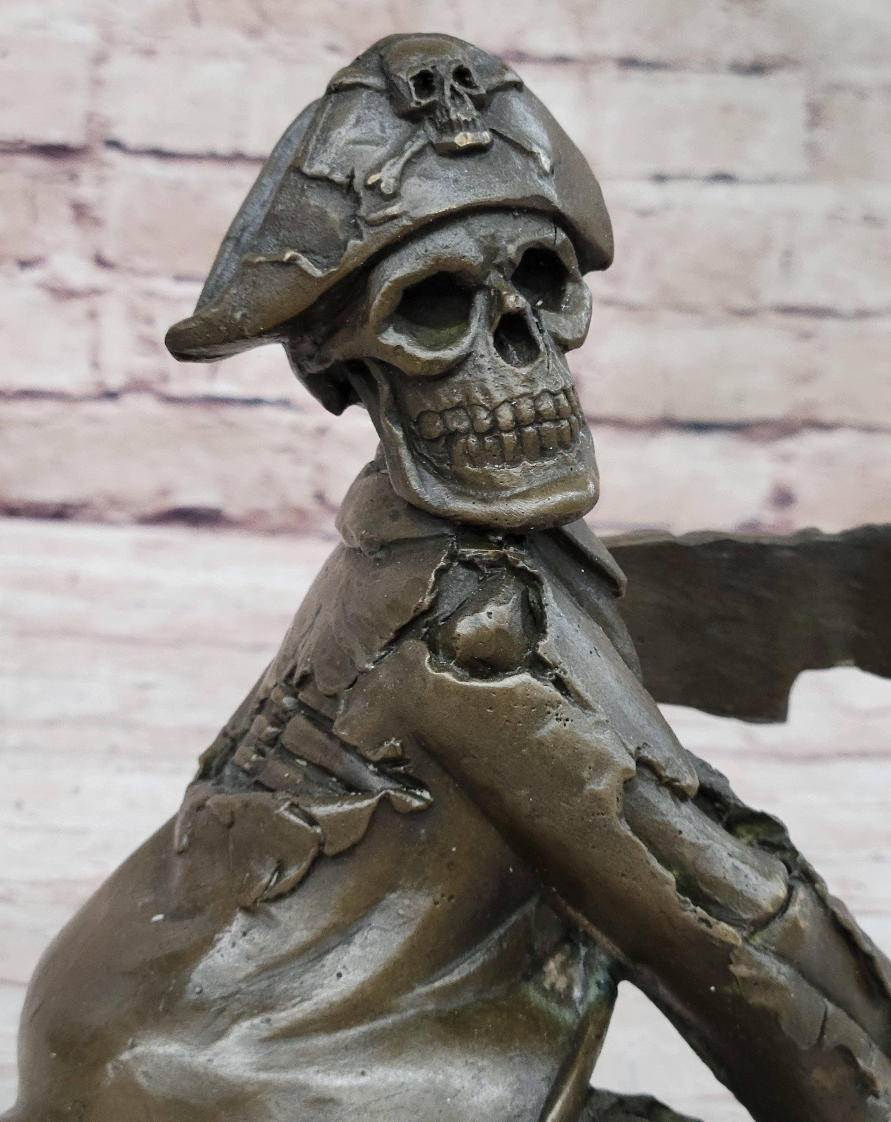 Bronzhaus - Wholesale Sculpture - Pirate Skeleton Wine Holder Bronze Statue Sculpture Figurine Home Decor6