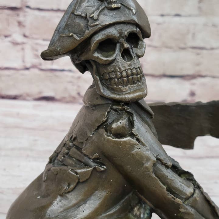 Bronzhaus - Wholesale Sculpture - Pirate Skeleton Wine Holder Bronze Statue Sculpture Figurine Home Decor6