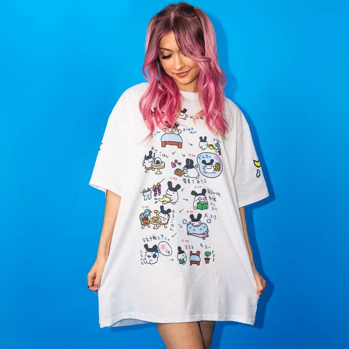 White Tamagotchi T-Shirt Dress for wholesale on Faire