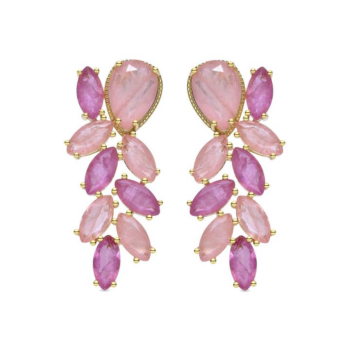 Luxenter Ohrringe aus 925er Sterlingsilber und mehrfarbigen Zirkonia, vergoldet mit 18k Gelbgold - Ozvi für den Großhandel von Luxenter