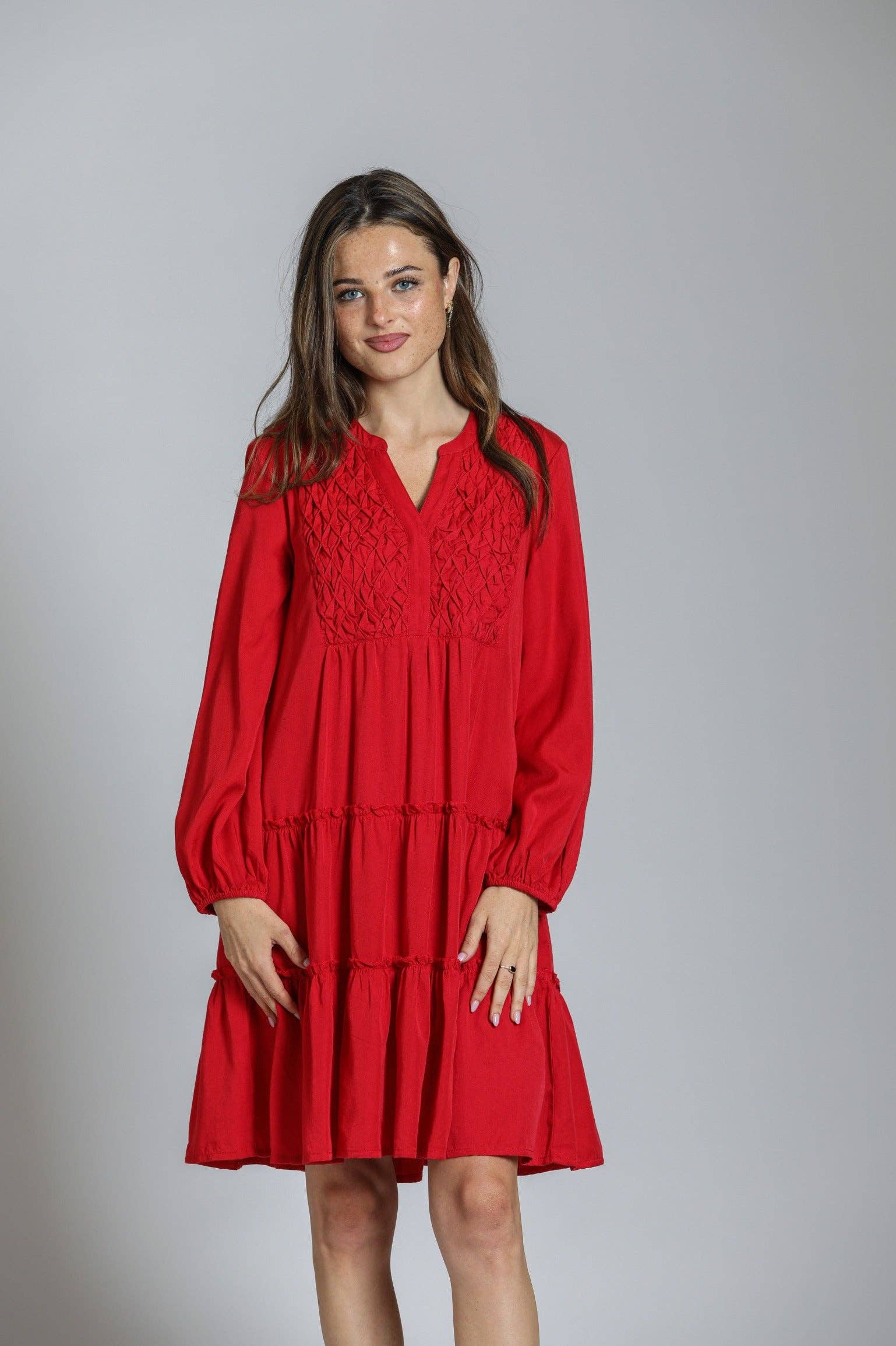 APNY - Wholesale Jurk - Dames - Tencel-jurk met gerookt plooidetail11