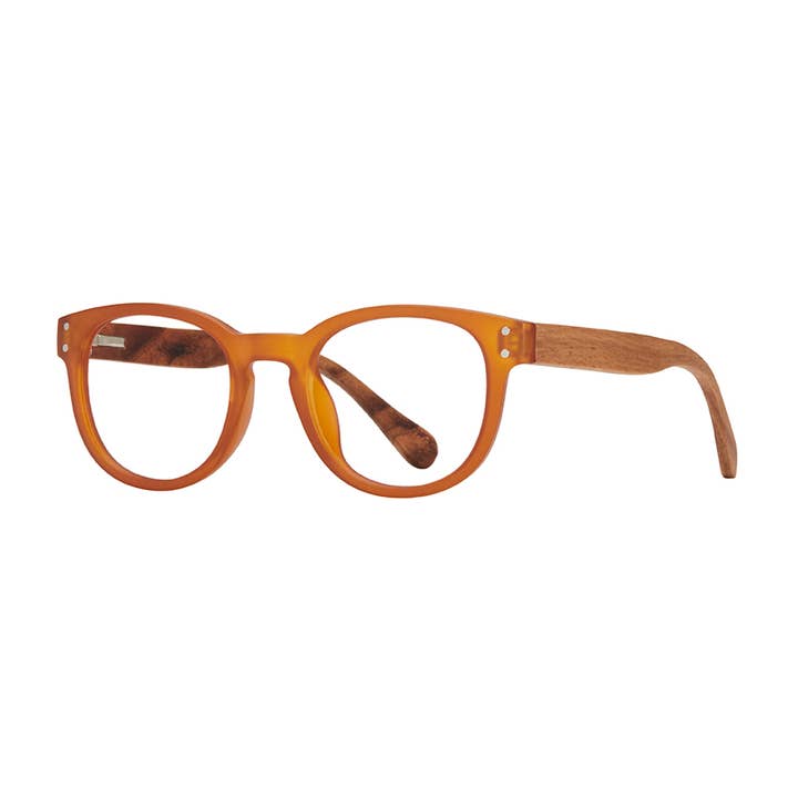 BP20234 - Arden - Matte Orange / Walnut Wood / Blue Light for wholesale by Blue Planet Eco-Eyewear