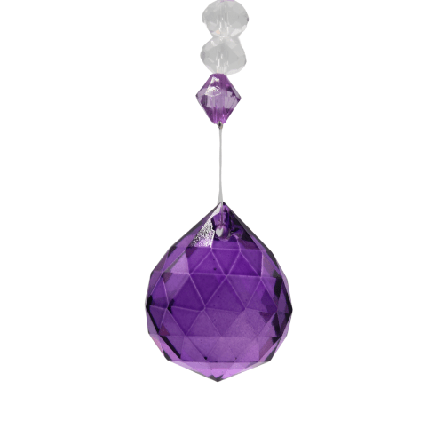 Green Tree - Vente Attrape-soleil - Catcher de lumière à suspendre avec perles violettes et Fleur de vie2