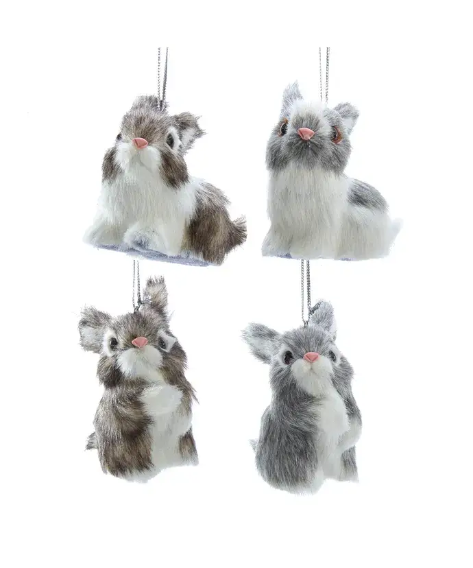 Kurt S. Adler, Inc. - Wholesale Ornament Set - 3"PLASTIC FURRY BUNNY ORNAMENT 4/ASSTD0