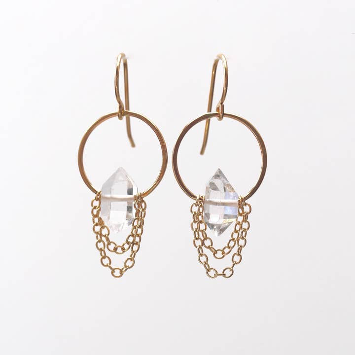 Alana Douvros Jewellery - Wholesale Dangle Earrings - Herkimer Diamond Drape Earrings 1