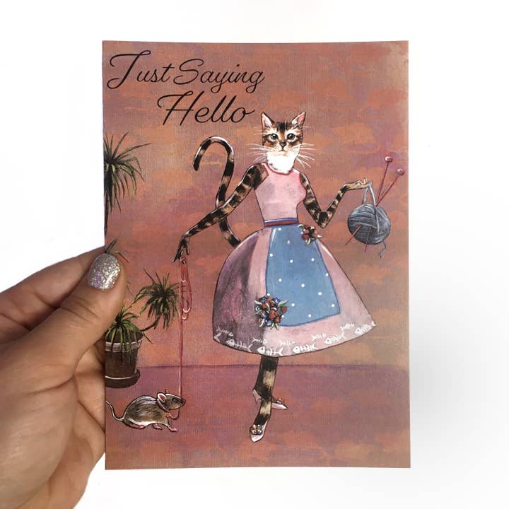 Pergamo Paper Goods - Vendita all'ingrosso Biglietti di auguri generici - Biglietto di auguri Kitsch Kitty - Just Saying Hello
