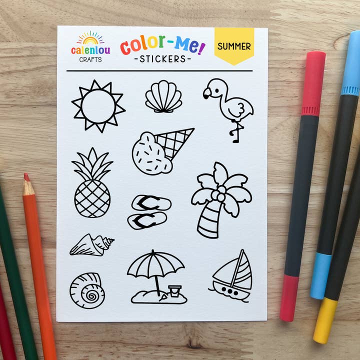 Summer Color Your Own Stickers for wholesale by Calenlou Crafts