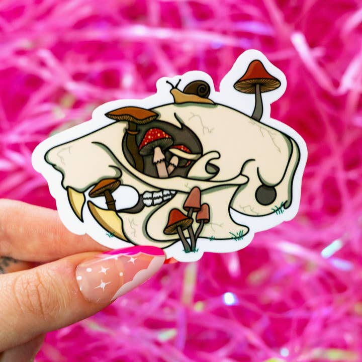 Squirrel Skull Cottagecore 3 inch Sticker | Cute & Spooky for wholesale by ten31stickers