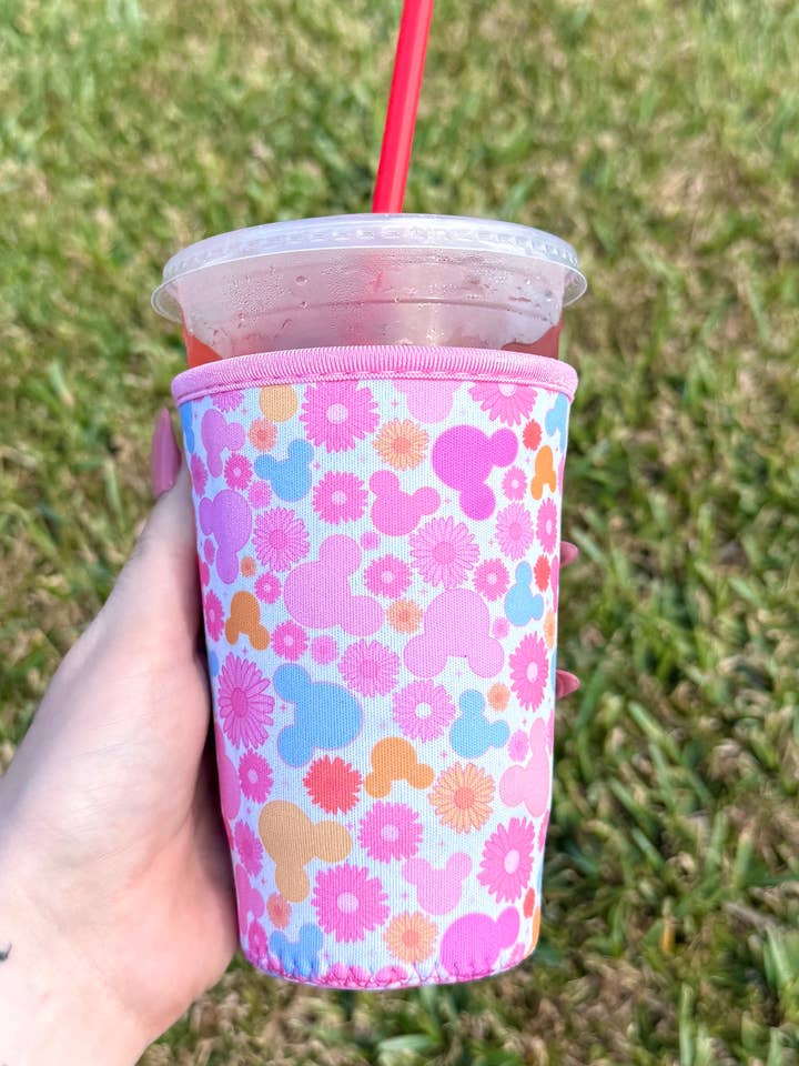 Disney Inspired Hidden Mickey Flower Medium Cup Sleeve for wholesale by La Luna Belle LLC