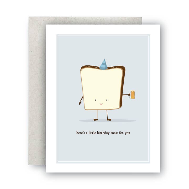 Little Toast Funny Happy Birthday Card for wholesale by Merrily Paper