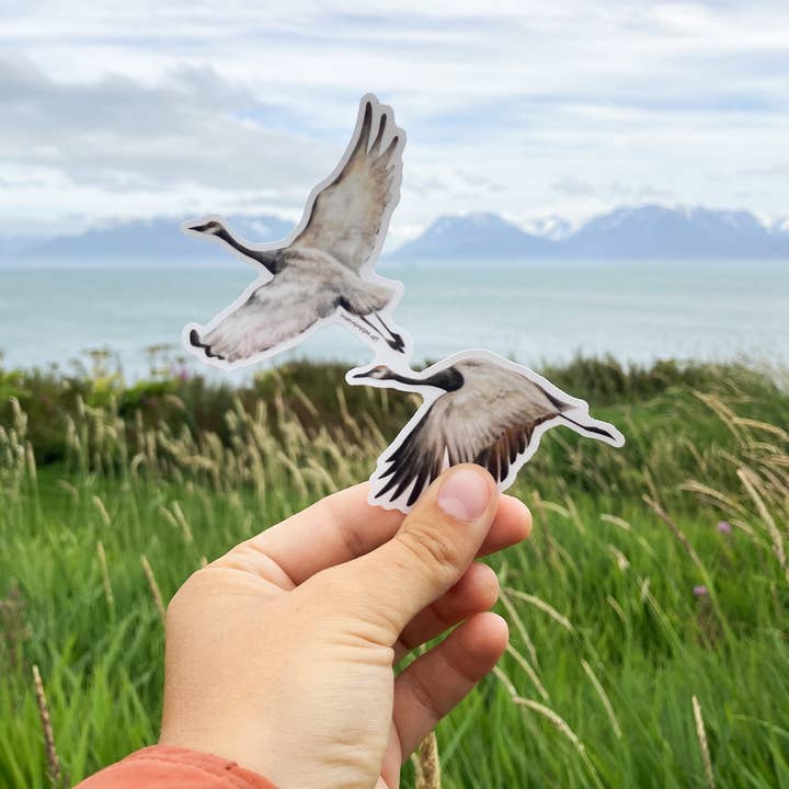 Autocolante Gruas Voadoras por atacado de Lauren Simpson Art