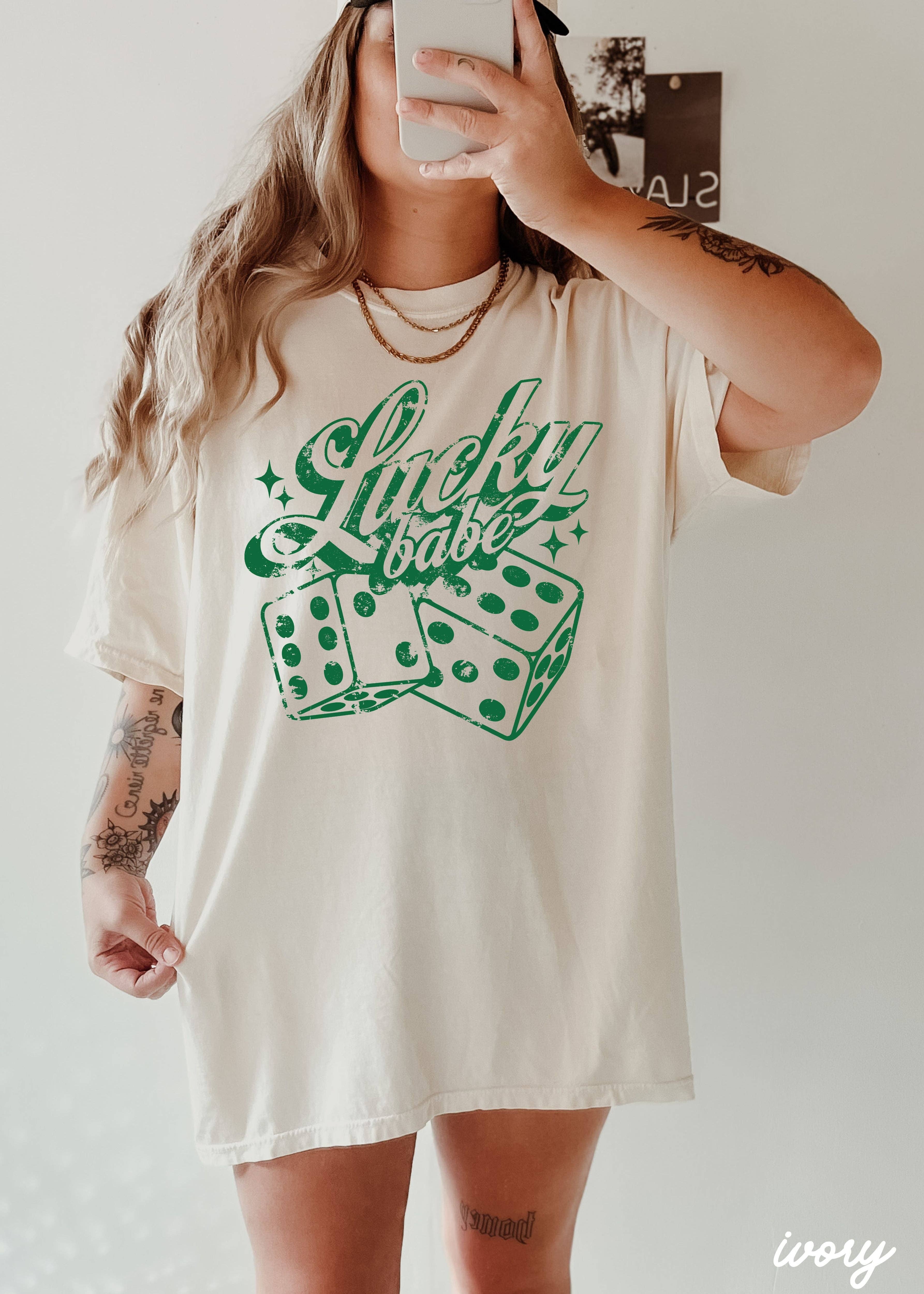 Chloe Vs Tank - Wholesale T-Shirt (Graphic) - Unisex - Lucky Babe Dice Comfort Colors Tee *8 Colors (S-3X)2