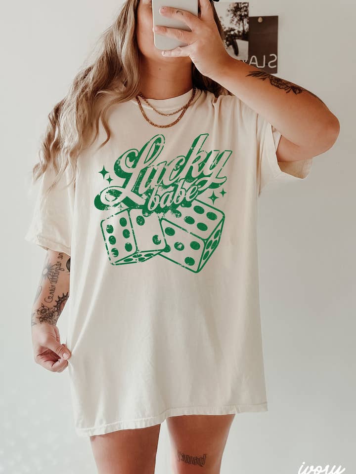 Chloe Vs Tank - Wholesale T-Shirt (Graphic) - Unisex - Lucky Babe Dice Comfort Colors Tee *8 Colors (S-3X)2
