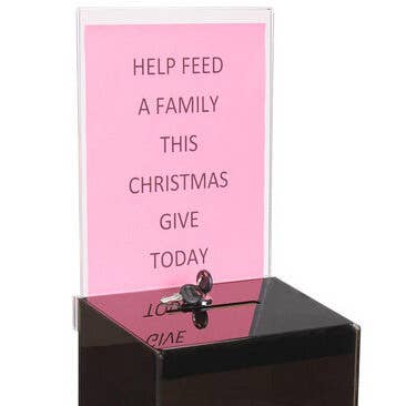 Scatola per votazioni in acrilico 24,1 cm x 53,3 cm x 15,2 cm con intestazione 22,9 cm x 27,9 cm, serratura, montaggio a parete o da banco - Nero 19239 per la vendita all'ingrosso da parte di FIXTUREDISPLAYS