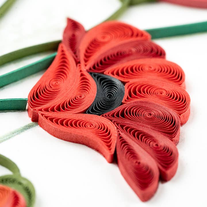 Quilling Card – Großhandel Grußkarten für den Alltag – Quilled Red & Orange Mohnblumen-Grußkarte1