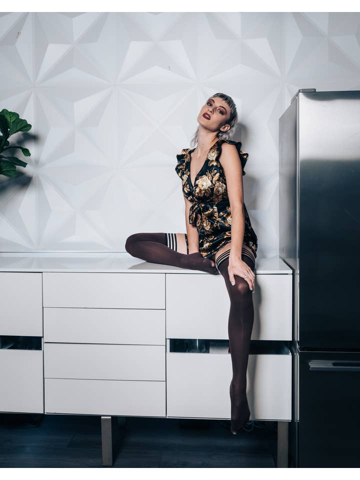 Kix'ies - Wholesale Stockings - Women's - Hosiery- Autumn Brown Opaque Thigh-Highs Stockings6