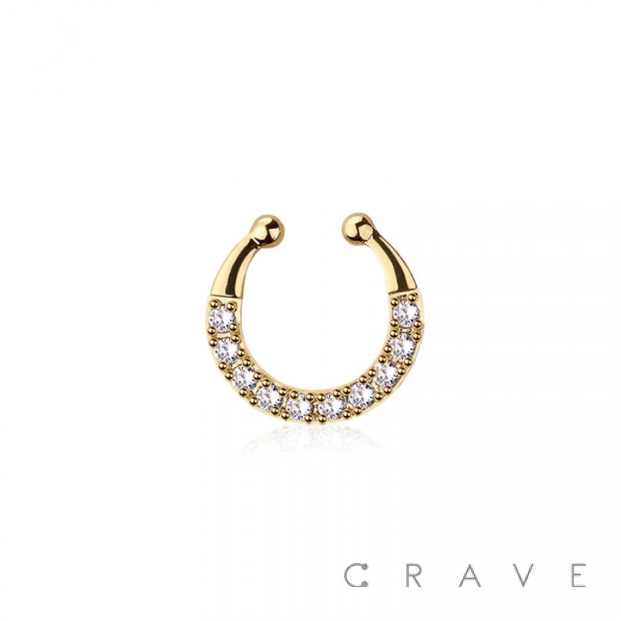 Wholesale BRASS FAKE SEPTUM/HORSESHOE MULTI CZ LINE for your store