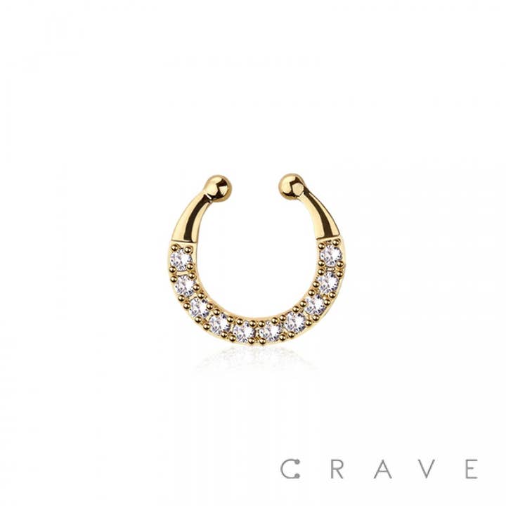 Wholesale BRASS FAKE SEPTUM/HORSESHOE MULTI CZ LINE for your store