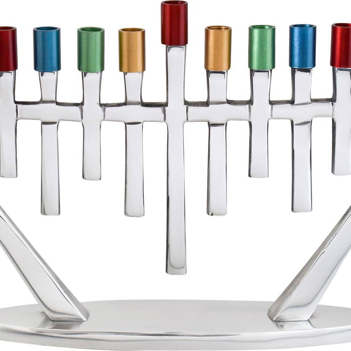 Ner Mitzvah - Wholesale Menorah - Aluminum Candle Menorah - Rhythnic Stalactites - 6 Inches0