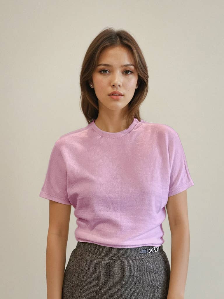 Maison Mikumo - Wholesale T-Shirt - Women's - Mika Merino Cropped Tee - Sakura4