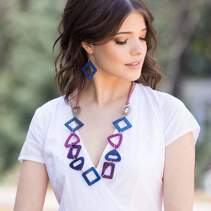 Omala Heliotrope Collection Necklace - Open Triangles for wholesale by Anju Jewelry