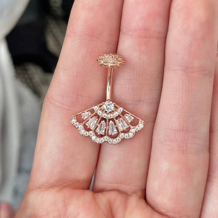 Rose Gold Internally Threaded Fan Belly Button Piercing (14G | 10mm | Surgical Steel | Rose Gold, Gold, or Silver) and other Purchase Wholesale piercing nez. Free Returns & Net 60 Terms on Faire trending on Faire.