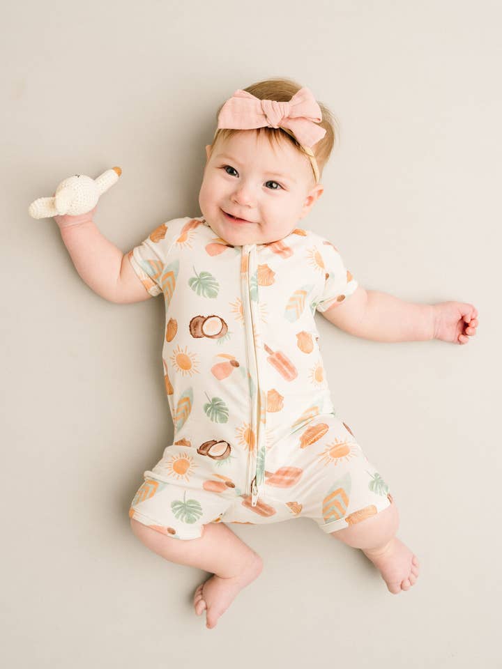 Little One Shop - Wholesale Jumpsuit - Baby - Seaside Stroll Bamboo Short Romper