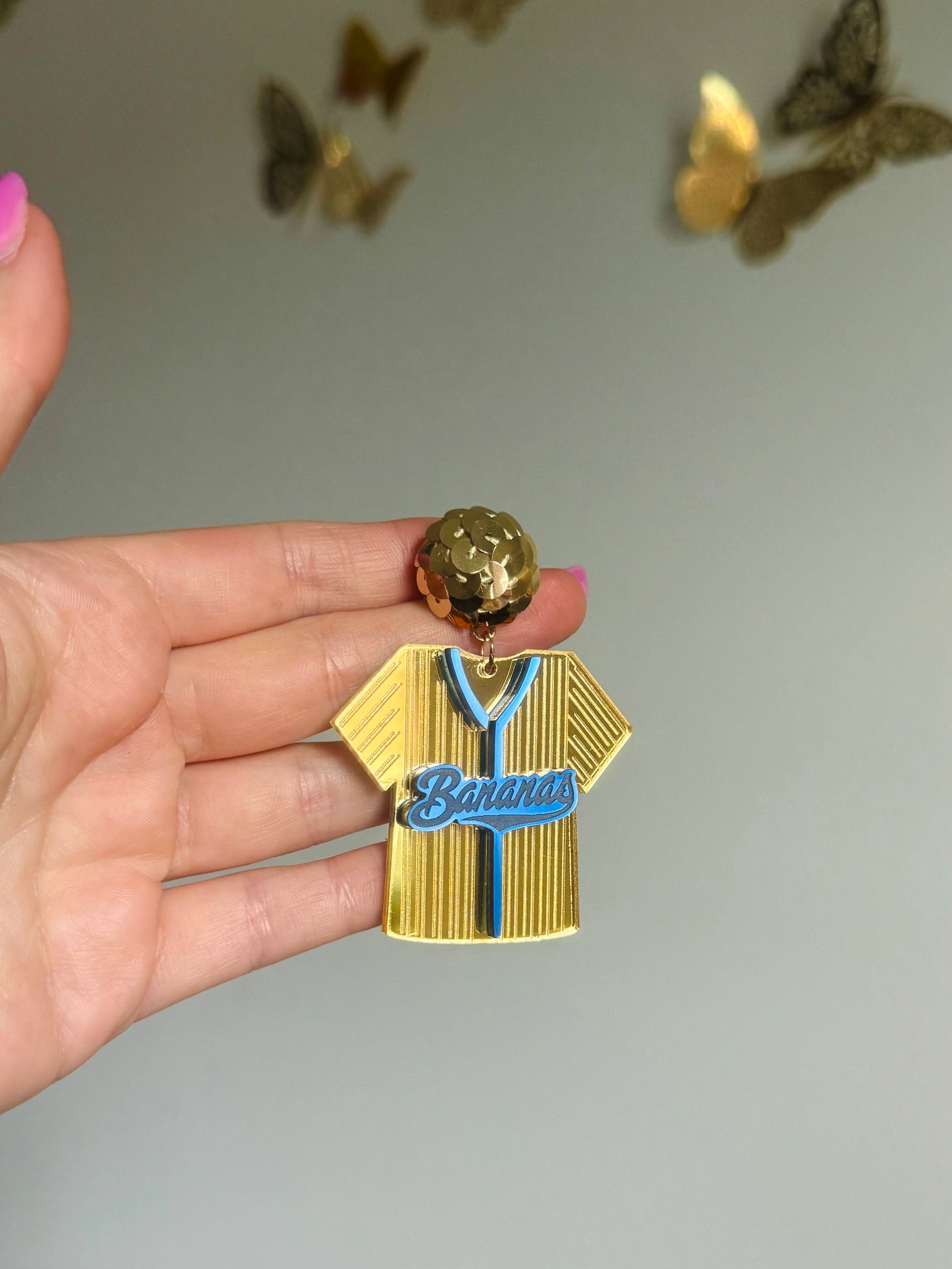 Louie Love - Wholesale Dangle Earrings - Bananas Acrylic Baseball Jersey Earrings4