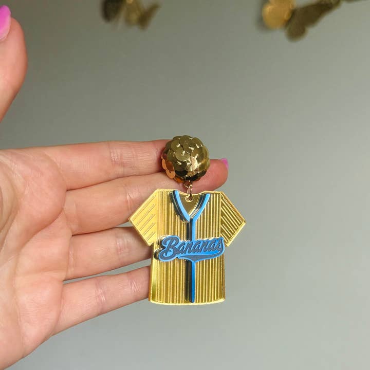 Louie Love - Wholesale Dangle Earrings - Bananas Acrylic Baseball Jersey Earrings4