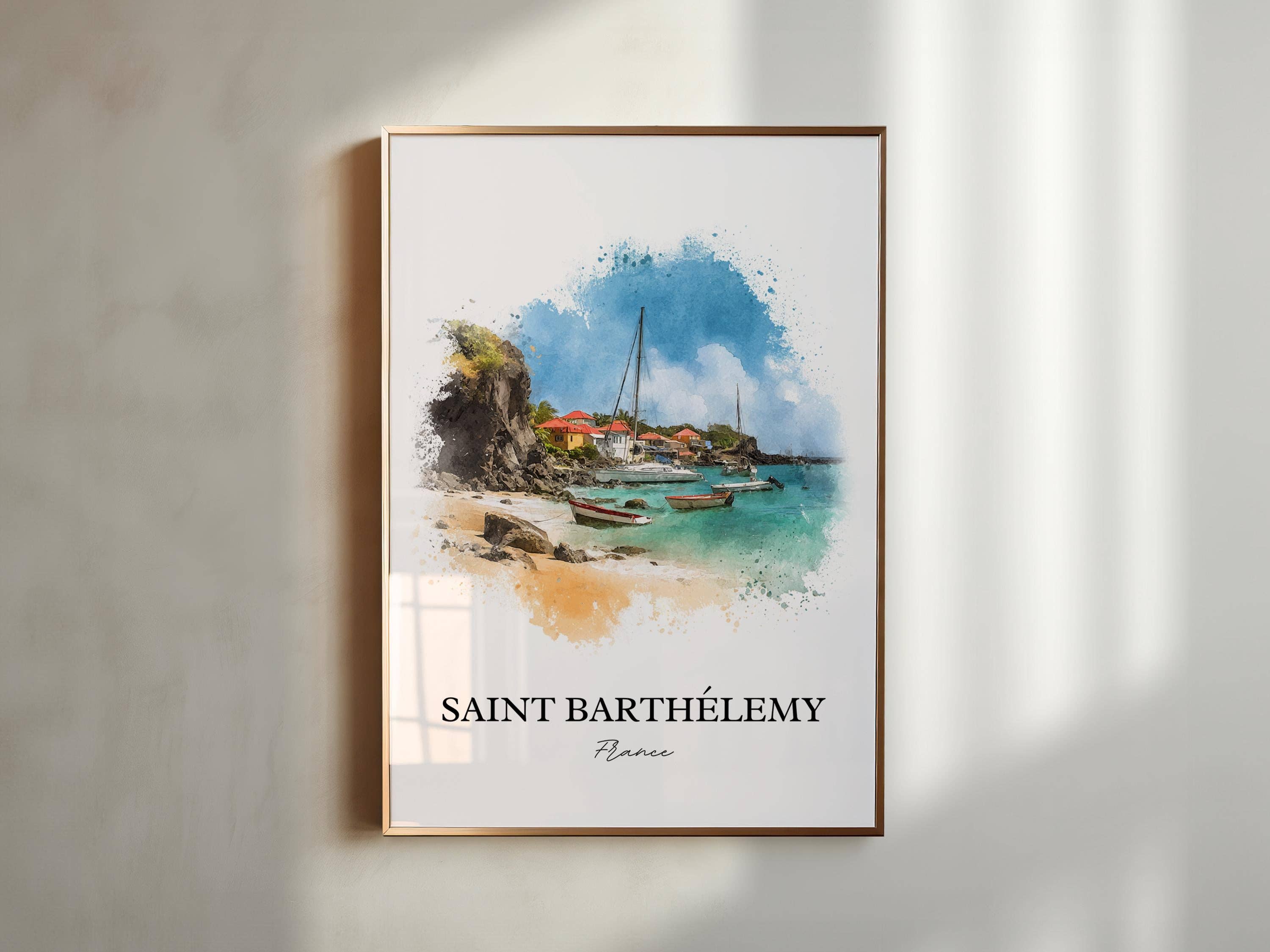 Premium Travel Art – wholesale Art print – Saint Barthélemy Wall Art, St Barts Print, Caribbean Watercolor Art, St. Barts Gift, St Barts Travel Print, Travel Poster, Housewarming Gift3