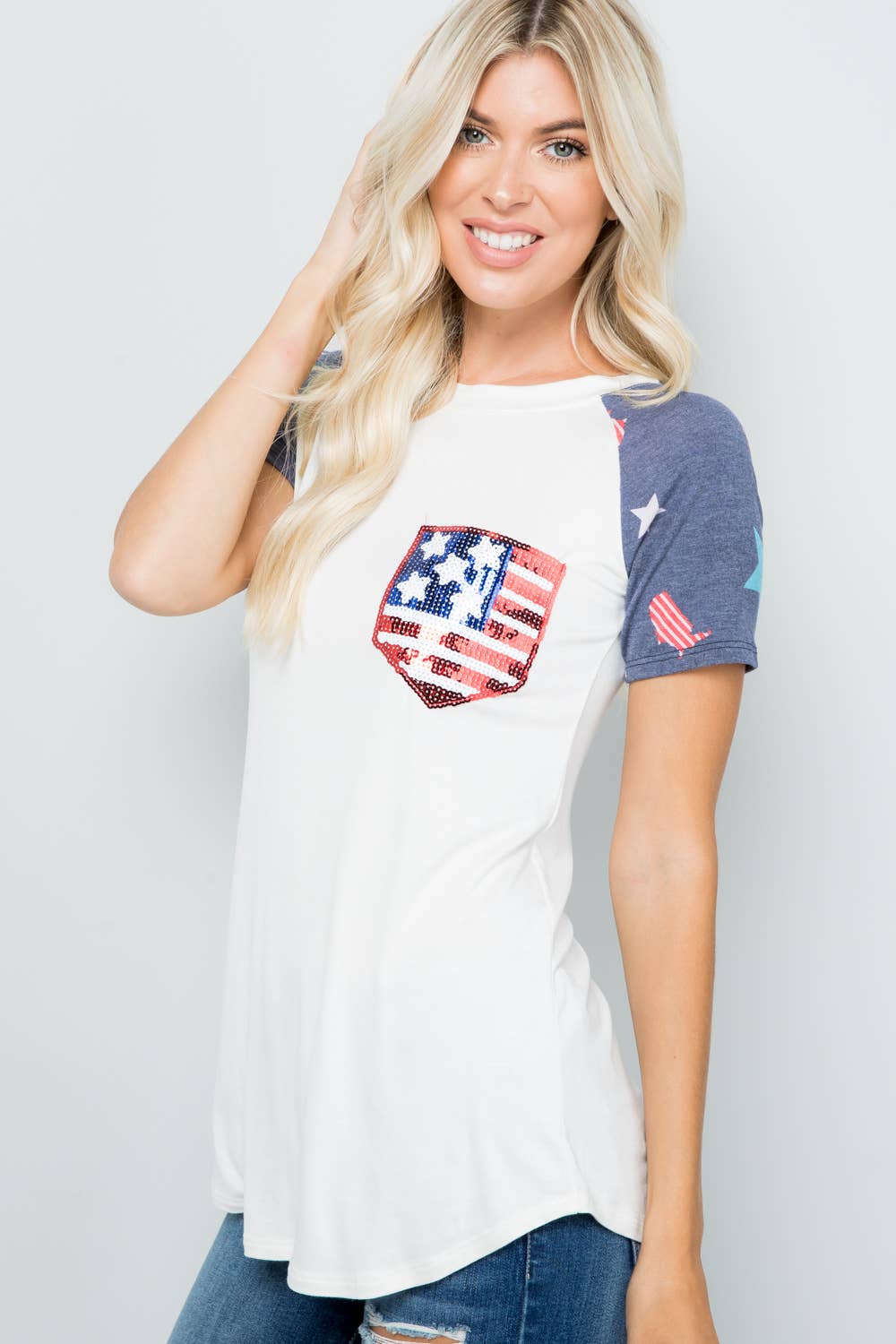 Celeste Clothing - Wholesale T-Shirt - Women's - WOMEN'S 4 OF JULY SHORT SLEEVE TOP -CT43252F6