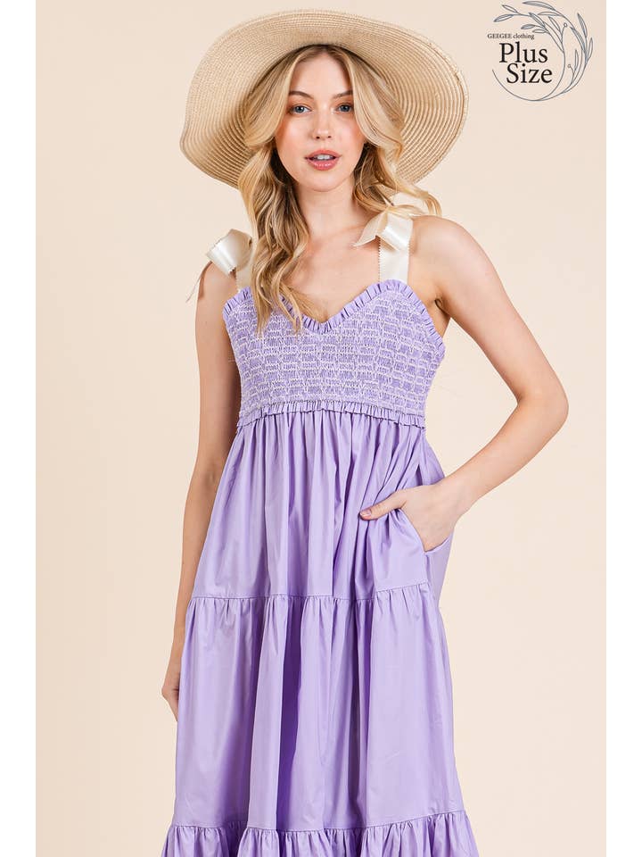 GeeGee x Lovelo - Vendita all'ingrosso Vestito - Donna - Abito midi plissettato a balze taglie comode, MD51552PL17