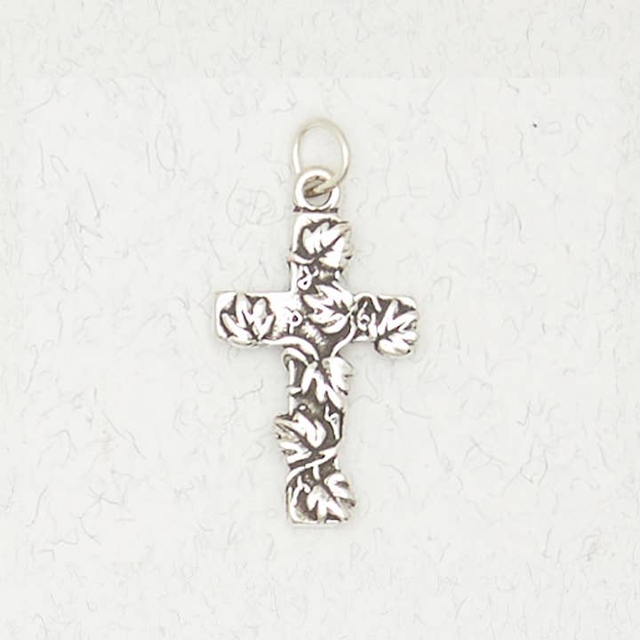 Sterling Silver Pendant - Cross with Leaves for wholesale by Nirvana LLC