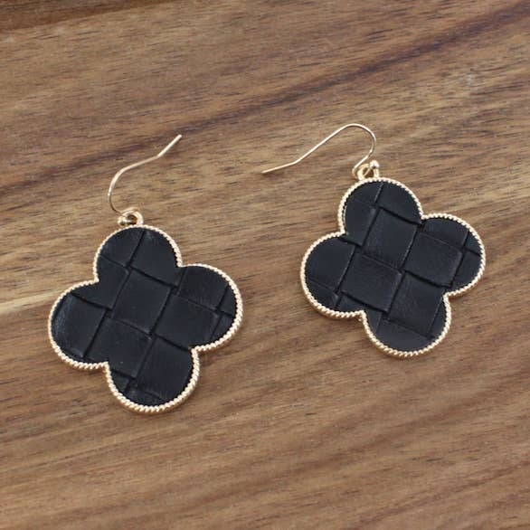 Pretty Persuasions - Wholesale Dangle Earrings - E23157 Faux Leather Clover-Shape Earrings5