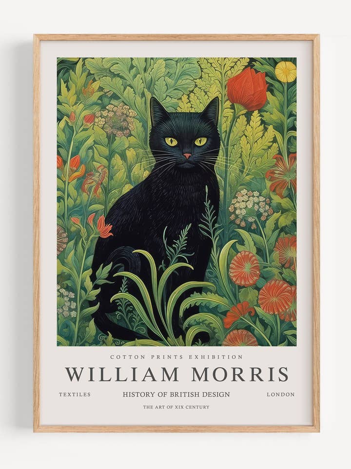 William Morris Black Cat I53-21 for wholesale by Peardrop Prints