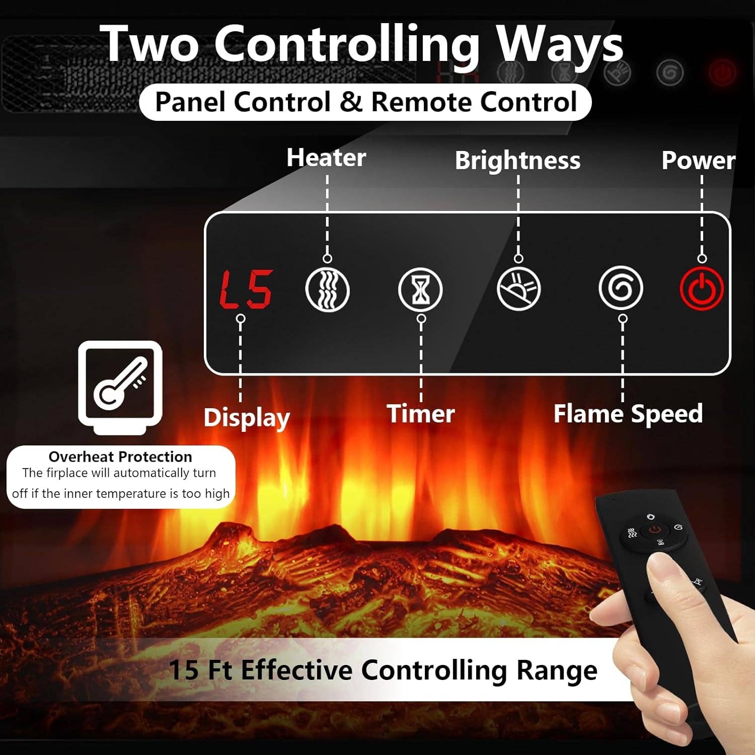 Brown Fireplace TV Stand 18 Electric Fireplace for 65 Inch TVs for wholesale on Faire3