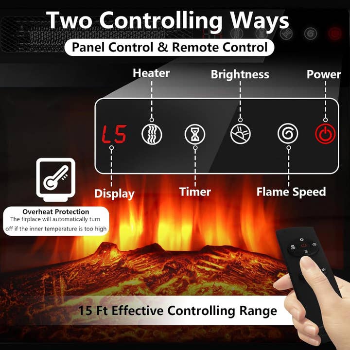 Brown Fireplace TV Stand 18 Electric Fireplace for 65 Inch TVs for wholesale on Faire3