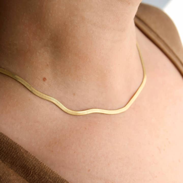 Herringbone Necklace - Tarnish-free Snake Chain Necklace for wholesale by Blueyejewelry