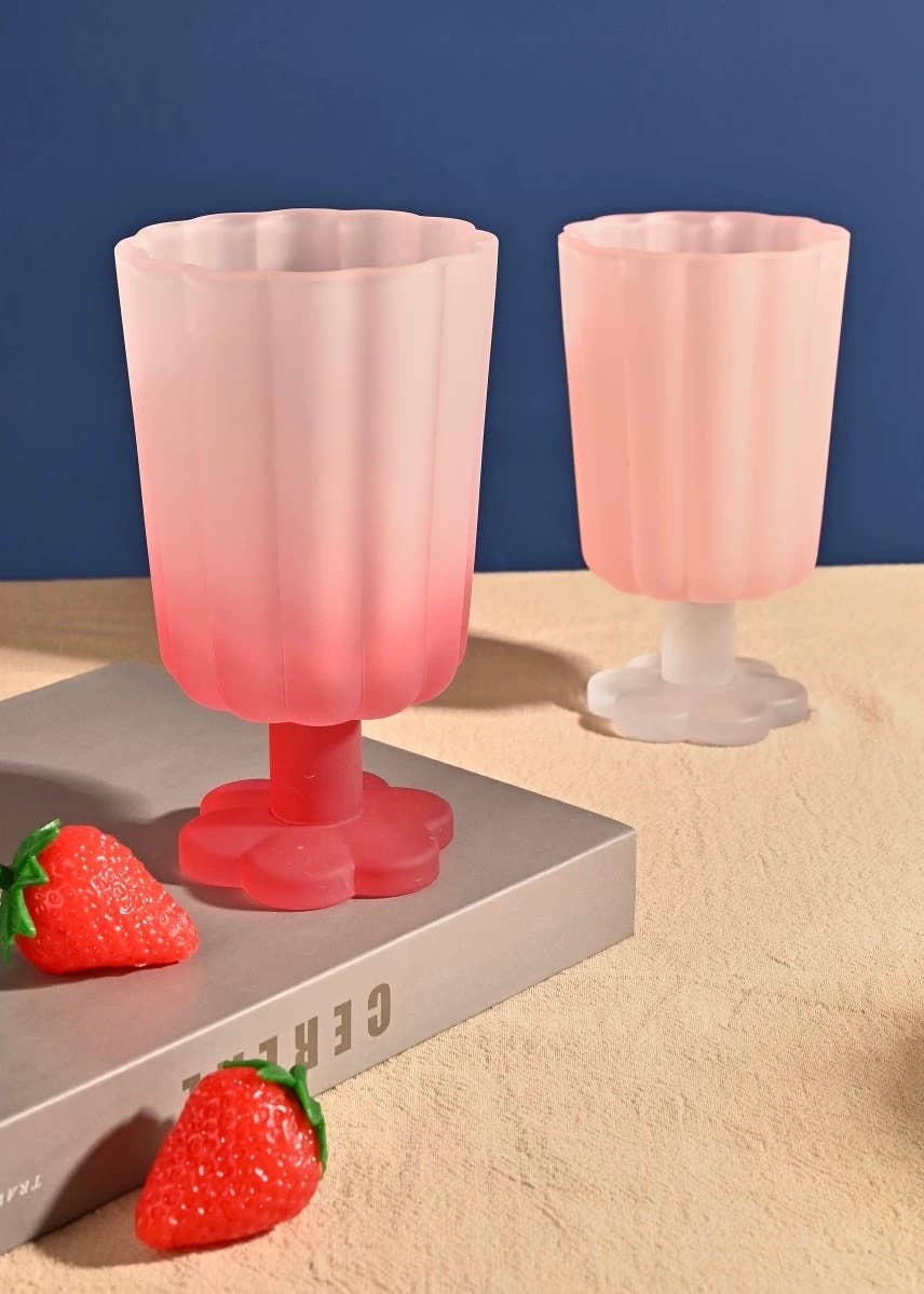INSPECIAL HOME - Wholesale Wine Glass - MouthBlown Whimsical Petal Colored Wine Glasses - Case of 1014