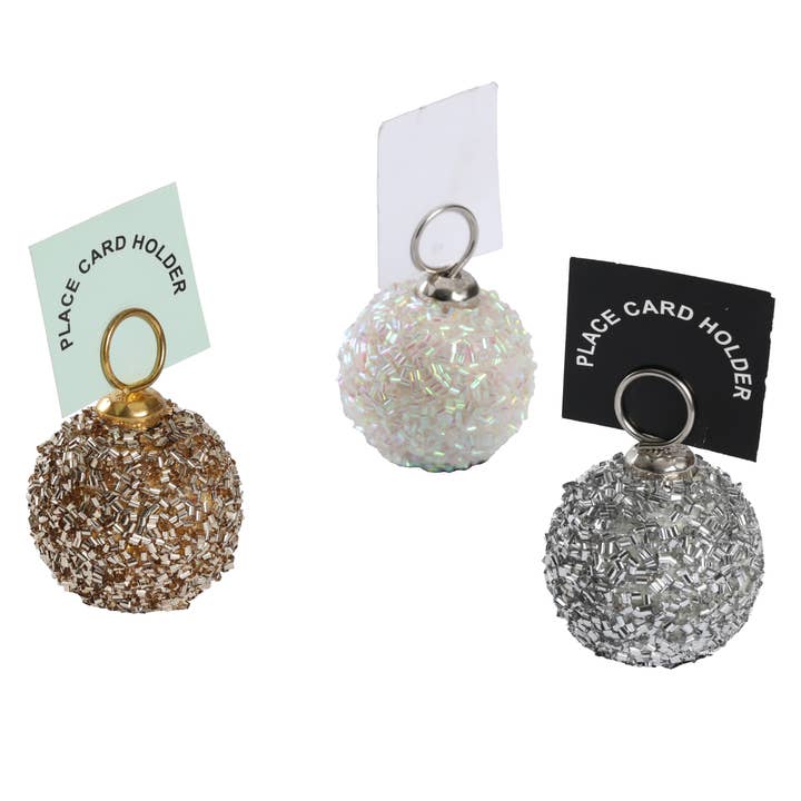 Silver Beaded Place Card Holder for wholesale by Vatican Homes