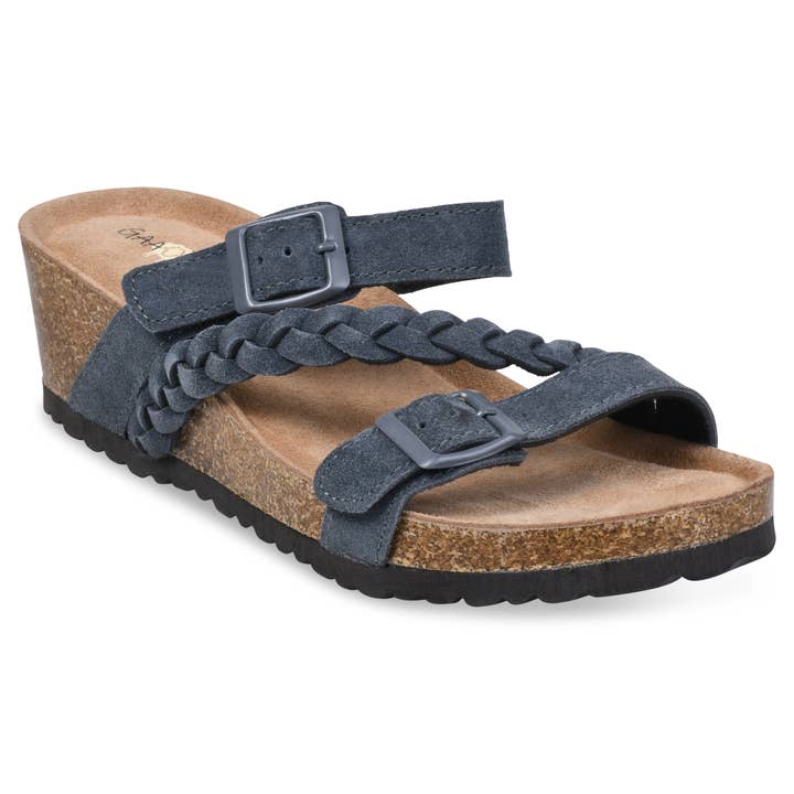 gaahuu - Wholesale Wedges - Women's - Braided Adjustable 2 Strap Leather Wedge Footbed Sandal
