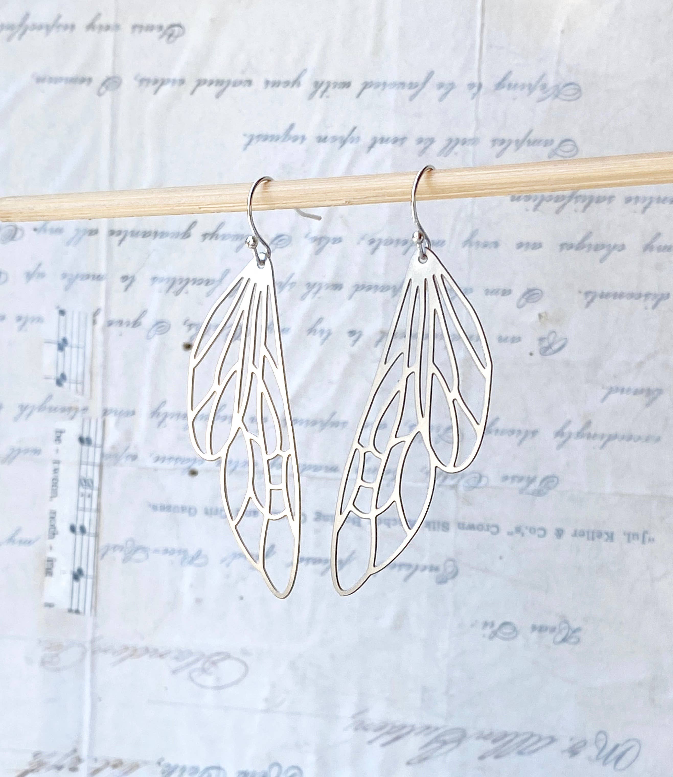 Red Truck Designs - Wholesale Dangle Earrings - Wing Earrings Silver Fairy Wings Silver Lace Cicada Wings4