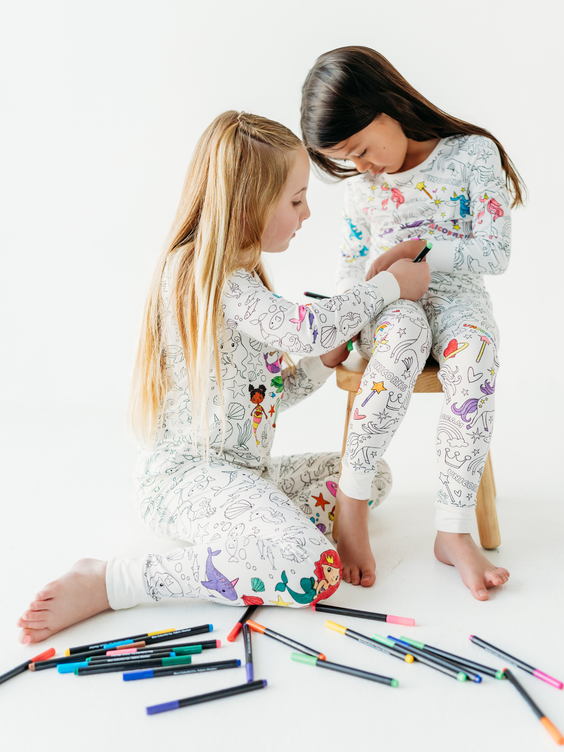 Bee Colorful Co. - Wholesale Sleepwear Set - Kids - Mermaid Coloring Pajamas 2 piece set made from Bamboo4