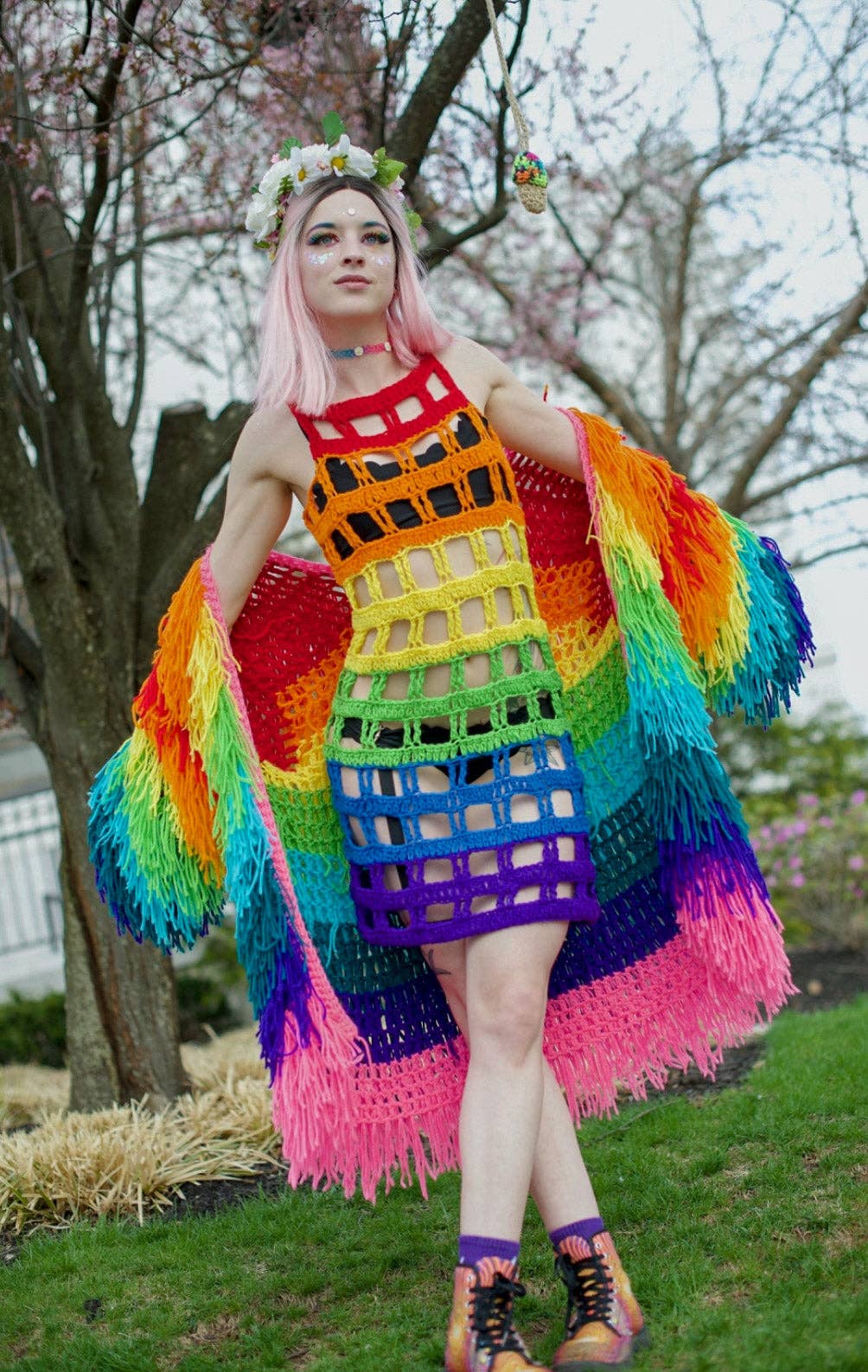 A Creative Wonderland – wholesale Klänning - Dam – Regnbågsfärgad klänning med utskärningar0