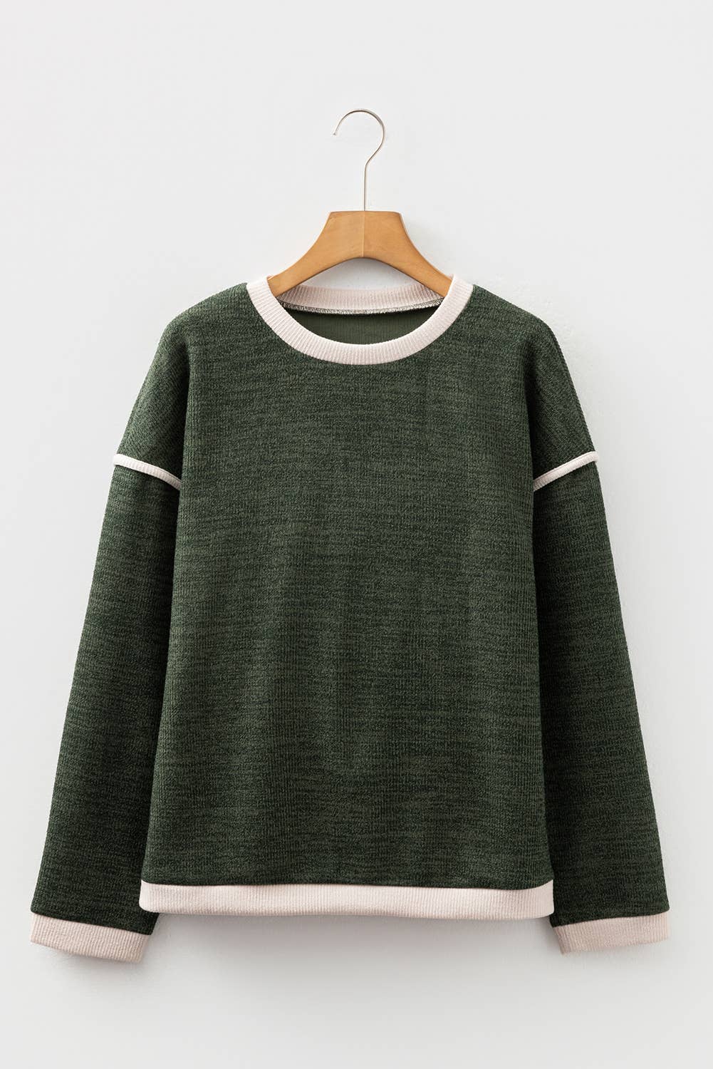 66DISCO - Wholesale Knit Top - Women's - 66Contrast Trim Knitted Drop Shoulder Plus Size Top (S-XL)6