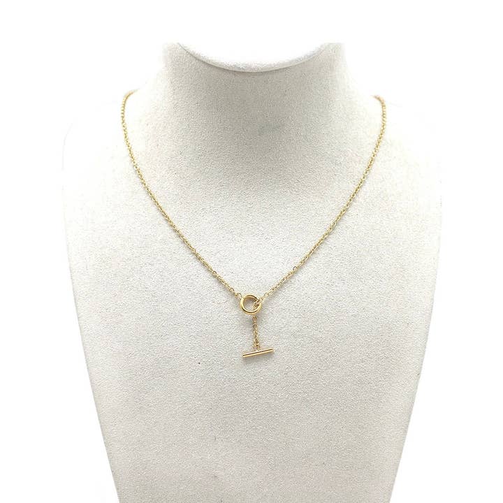 LIZOU - Wholesale Pendant/Charm Necklace - Delicate 24K Gold Plate Chain with Toggle Clasp N2-2369 -French Flair Collection-