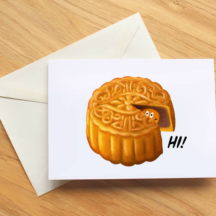 I NEVER DRAW - Wholesale Everyday Greeting Card - Hi! Mooncake | A2 Card