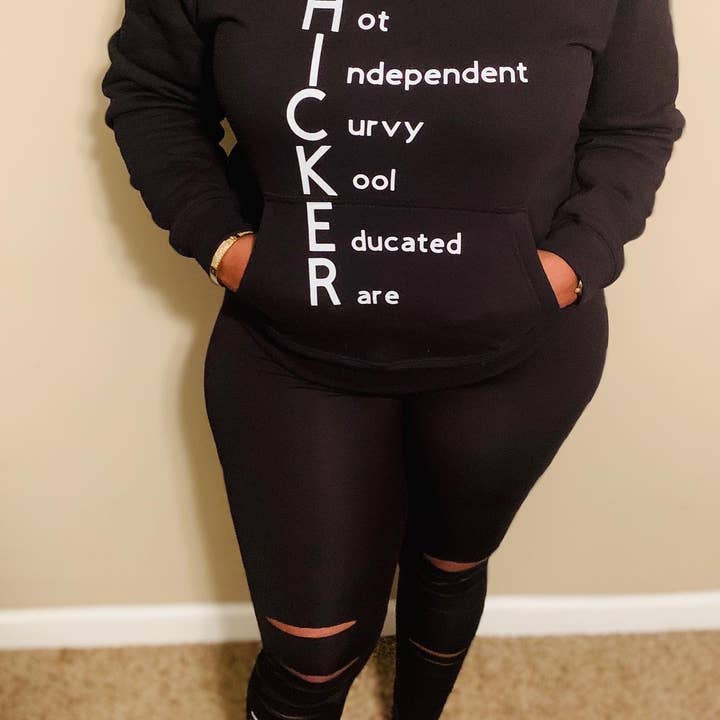 T.H.I.C.K.E.R Hoodie w/o leggings for wholesale by THICKER THAN AVERAGE LLC